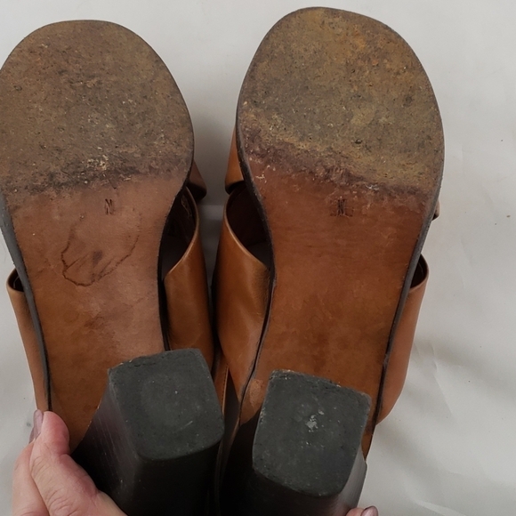 Vintage Leather Sandals Block Heel I.Miller Brown Small Platform In Box Good - Picture 5 of 12